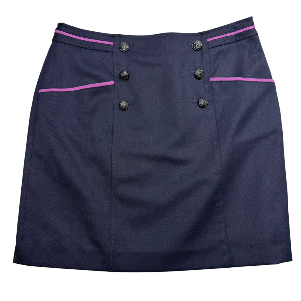 Brooks Brothers Red Fleece Skirt Women Size 8 Navy Blue Pink Nautical Mini Skirt